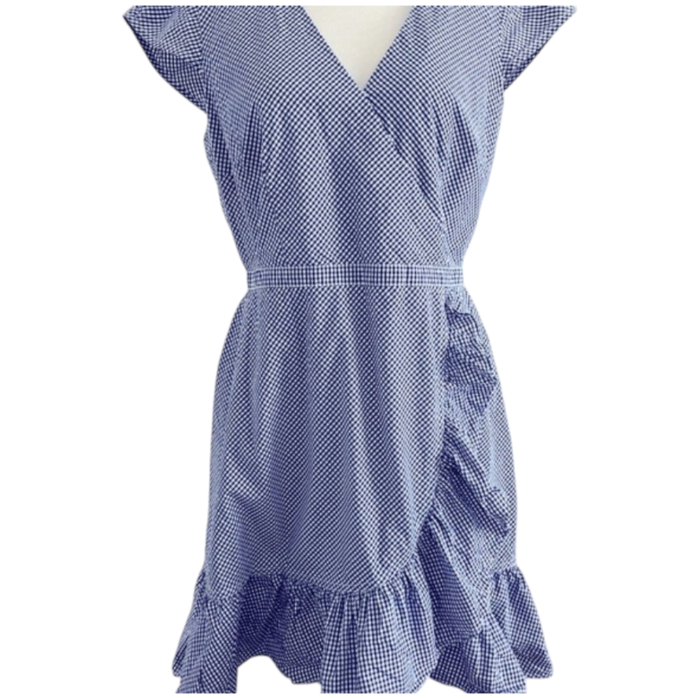 JCrew Gingham Faux Wrap Dress - Picture 2 of 8